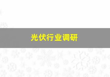 光伏行业调研