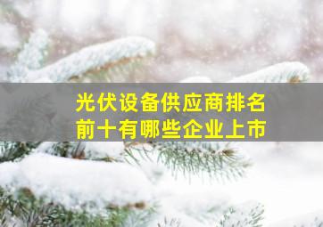 光伏设备供应商排名前十有哪些企业上市