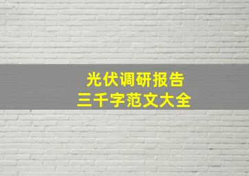 光伏调研报告三千字范文大全