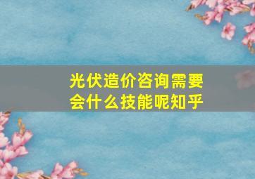 光伏造价咨询需要会什么技能呢知乎