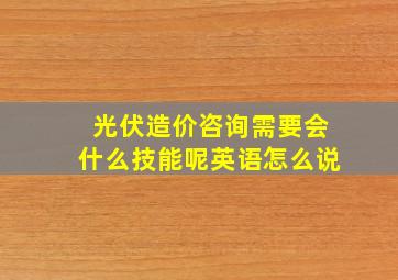 光伏造价咨询需要会什么技能呢英语怎么说