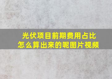 光伏项目前期费用占比怎么算出来的呢图片视频