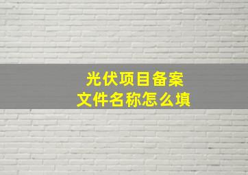 光伏项目备案文件名称怎么填