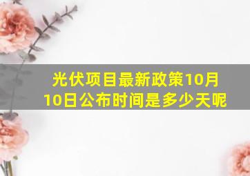 光伏项目最新政策10月10日公布时间是多少天呢