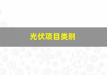 光伏项目类别