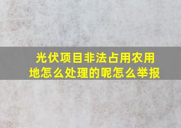 光伏项目非法占用农用地怎么处理的呢怎么举报