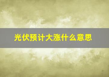 光伏预计大涨什么意思