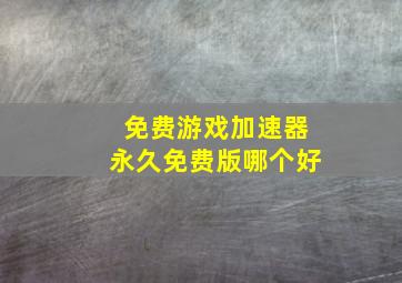 免费游戏加速器永久免费版哪个好