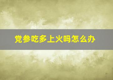 党参吃多上火吗怎么办