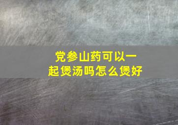 党参山药可以一起煲汤吗怎么煲好