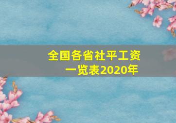 全国各省社平工资一览表2020年