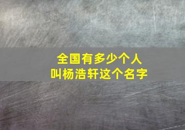 全国有多少个人叫杨浩轩这个名字