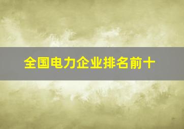 全国电力企业排名前十