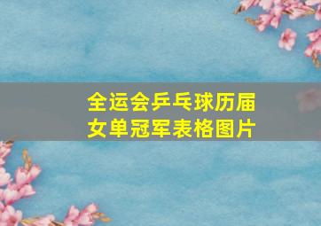 全运会乒乓球历届女单冠军表格图片