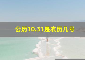 公历10.31是农历几号