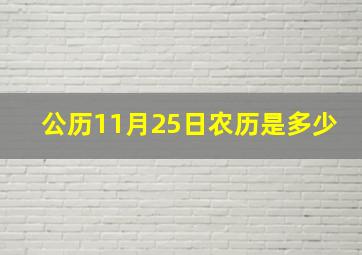 公历11月25日农历是多少