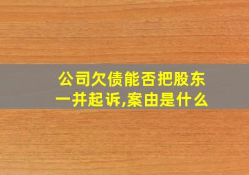 公司欠债能否把股东一并起诉,案由是什么