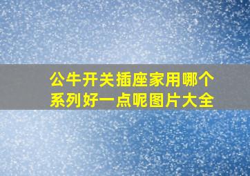 公牛开关插座家用哪个系列好一点呢图片大全