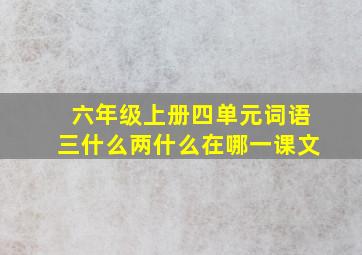 六年级上册四单元词语三什么两什么在哪一课文