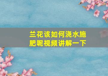 兰花该如何浇水施肥呢视频讲解一下