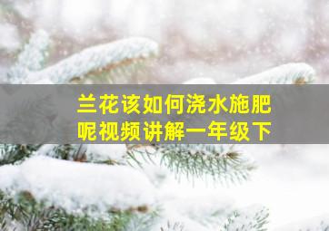 兰花该如何浇水施肥呢视频讲解一年级下