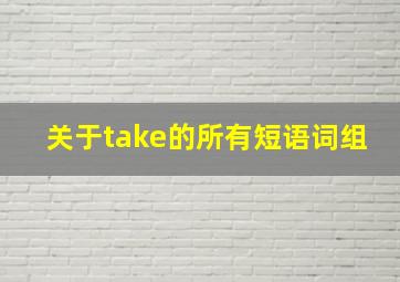 关于take的所有短语词组