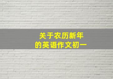 关于农历新年的英语作文初一