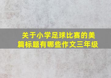 关于小学足球比赛的美篇标题有哪些作文三年级