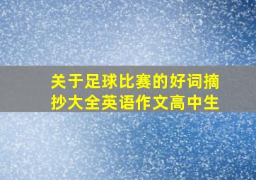 关于足球比赛的好词摘抄大全英语作文高中生