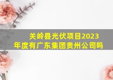 关岭县光伏项目2023年度有广东集团贵州公司吗