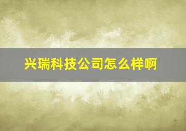 兴瑞科技公司怎么样啊