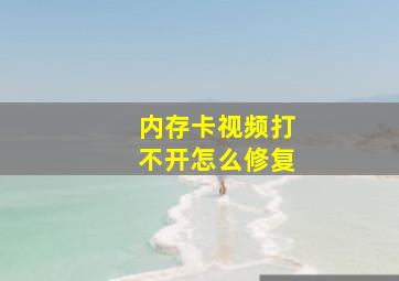 内存卡视频打不开怎么修复