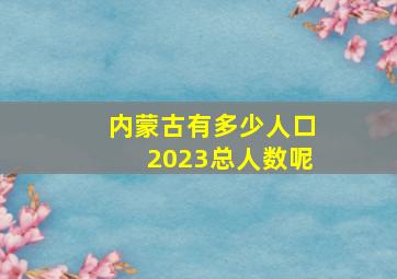 内蒙古有多少人口2023总人数呢