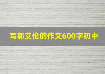 写郭艾伦的作文600字初中