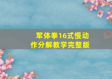 军体拳16式慢动作分解教学完整版