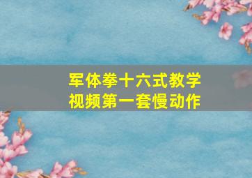 军体拳十六式教学视频第一套慢动作