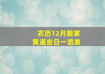 农历12月搬家黄道吉日一览表