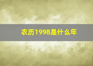 农历1998是什么年