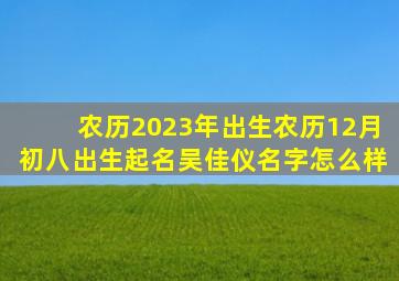 农历2023年出生农历12月初八出生起名吴佳仪名字怎么样