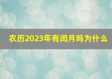 农历2023年有闰月吗为什么