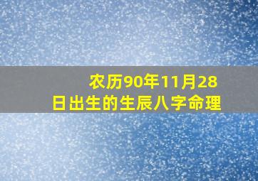 农历90年11月28日出生的生辰八字命理