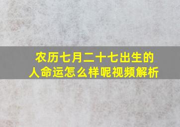 农历七月二十七出生的人命运怎么样呢视频解析