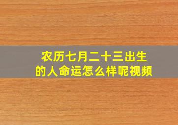 农历七月二十三出生的人命运怎么样呢视频