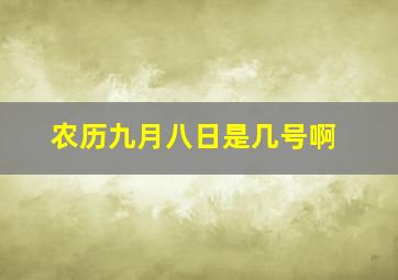 农历九月八日是几号啊