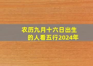 农历九月十六日出生的人看五行2024年