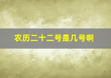 农历二十二号是几号啊