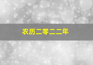 农历二零二二年