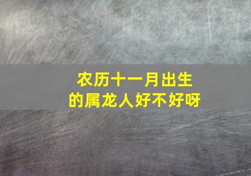 农历十一月出生的属龙人好不好呀