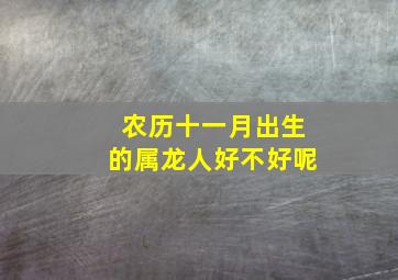 农历十一月出生的属龙人好不好呢