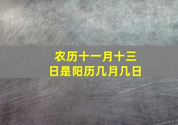 农历十一月十三日是阳历几月几日